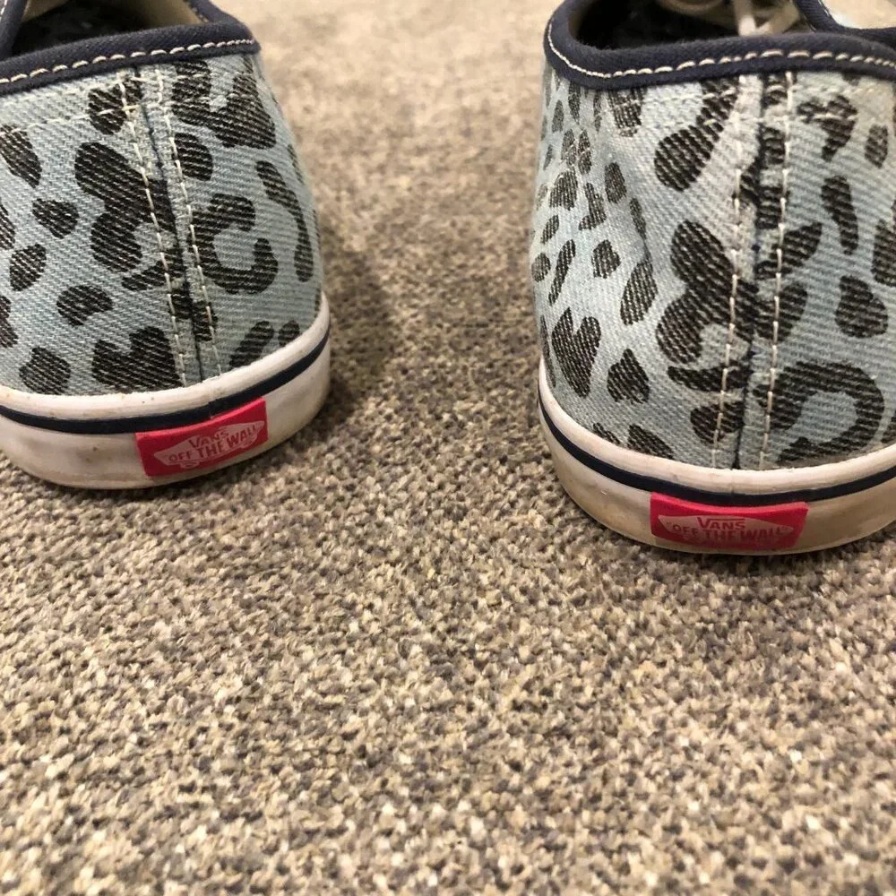 Blue Leopard Lace-Up Vans, Size W8/M6.5 - Picture 3 of 5